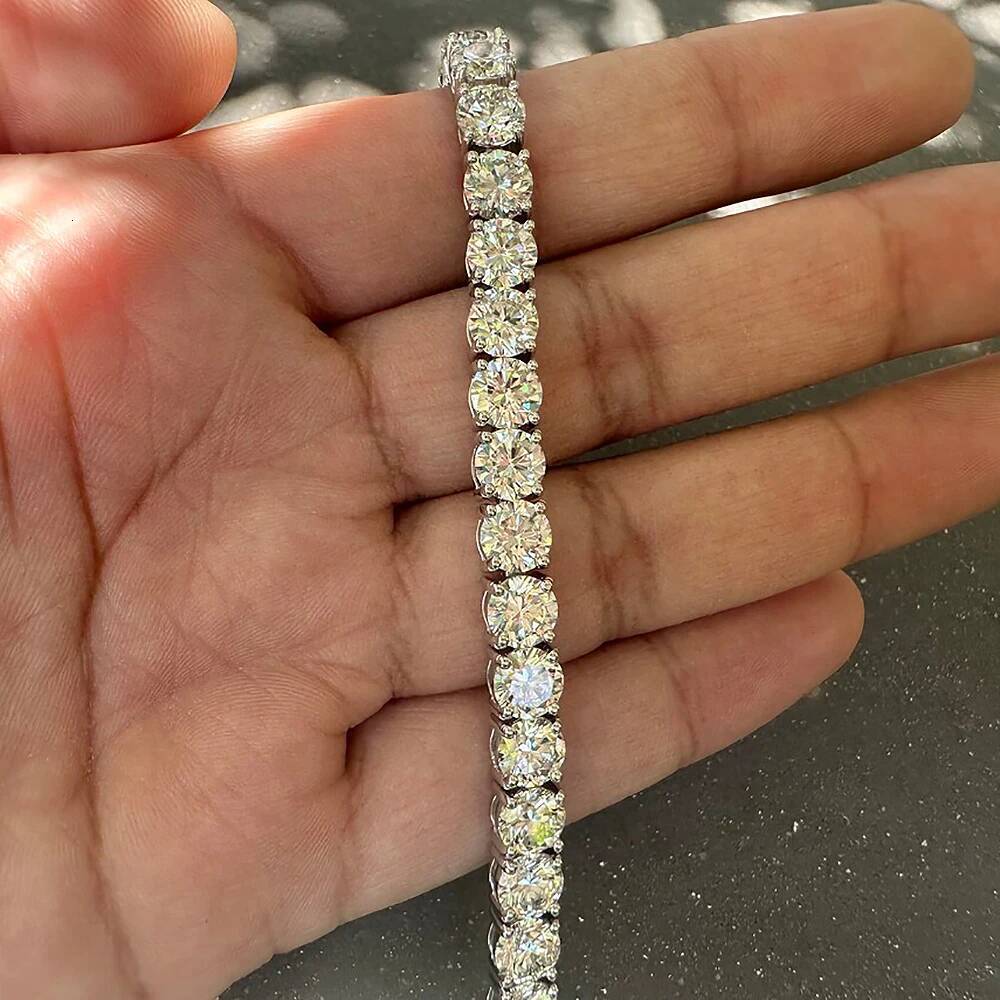 8mm Big Moissanite Diamond Tennis Bracelet for Women Men S925 Silver Plated 18k Yellow/White Gold Bangle with GRA Certificates