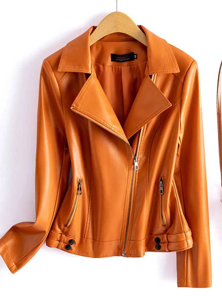 Spring and Autumn New Genuine Leather Clothes Womens Short Slim Fit Fashionable Korean Style Large Size Leather Jacket Small M250729