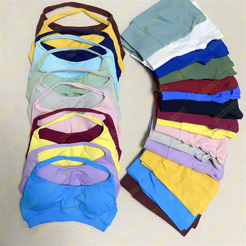 Womens Yoga Impact Sport Set 2 Pieces Seamless Yoga Set Halter Bra Top High Waist Workout Scrunch Shorts Summer Fitness Clothes Gym Suit Outfit Active