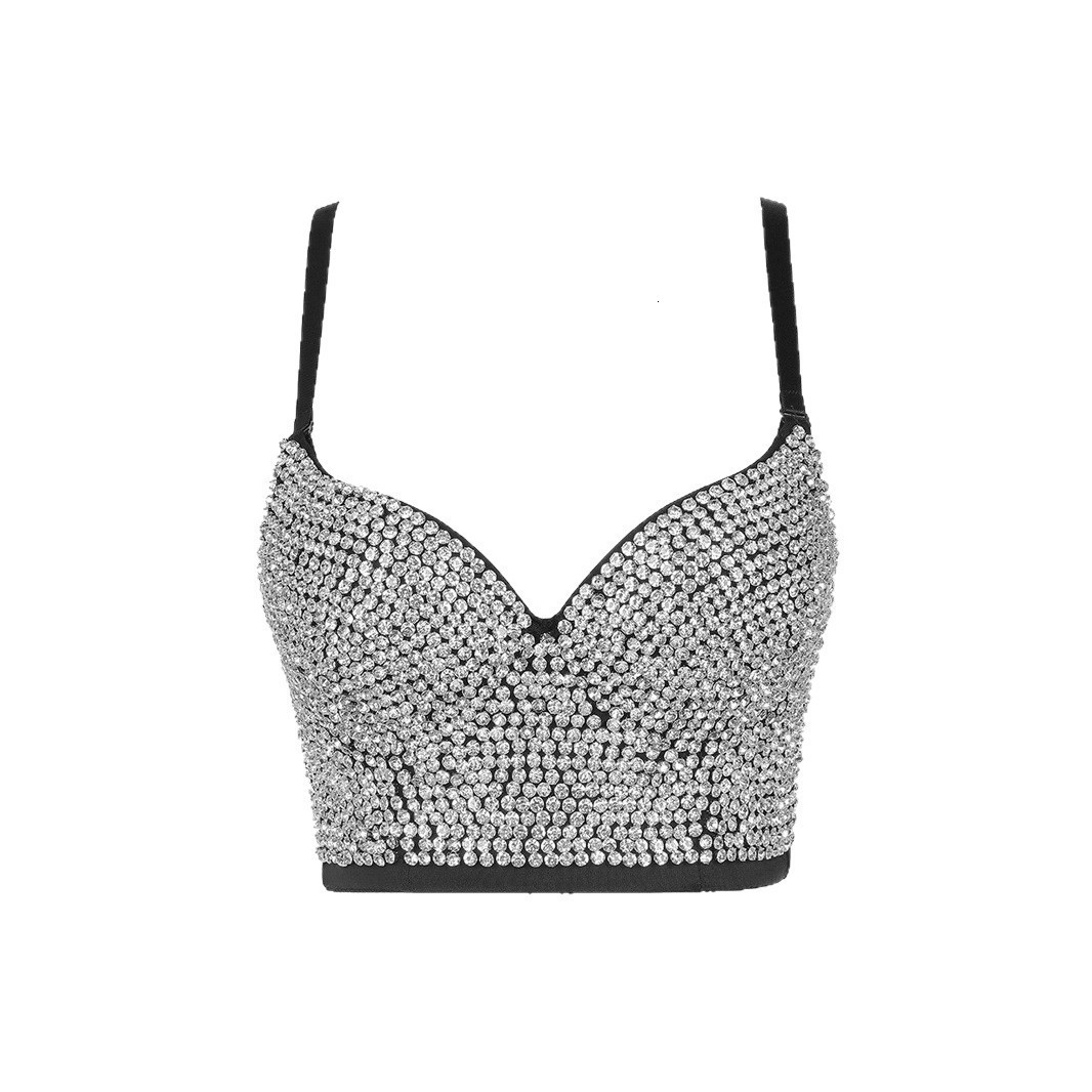 Luqiuguo Vest Camisole for Women Beaded Bra Camisole Vest for Outerwear Transparent Diamond Beauty Back Bra Integrated DB900 250226