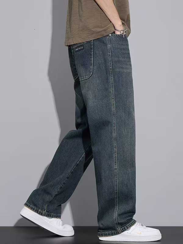 Special counter quality wide-leg jeans for men. 91% cotton. High-quality casual street trendy brand. Retro men's clothing. Straight fit.