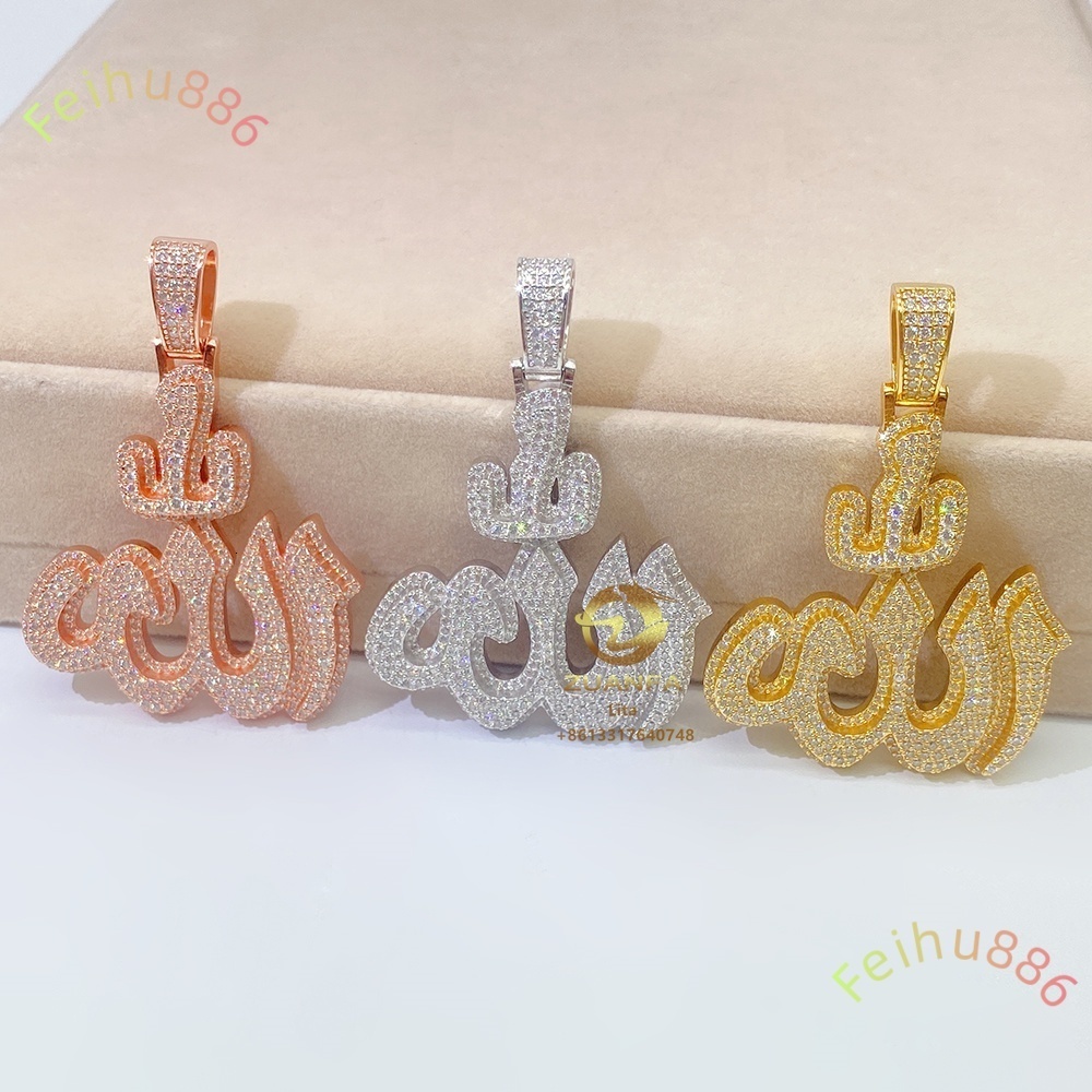 Hip Hop Hot Selling Fire Pendant Custom Ice 925 Sterling Silver Genuine Moissanite Sterling Silver Pendant