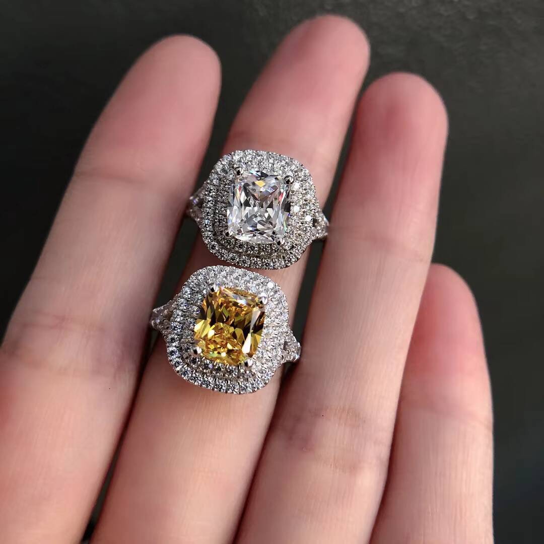 S Sier 3ct D Color Princess Cut Moissanite Dia Engagement Ring with GRA Certificate