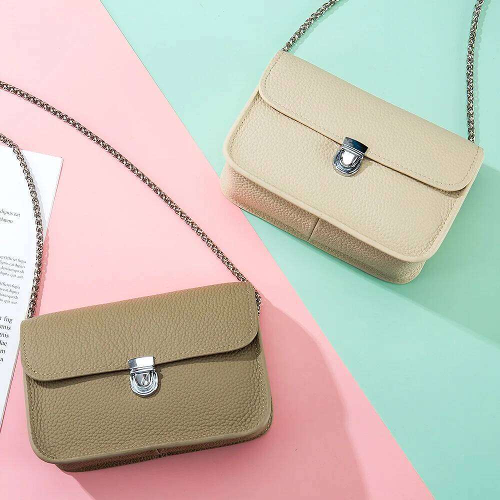 Women Brand Designer Genuine Leather Messenger Fashion Summer Small Flap Chain Shoulder Bag Handbag Female Cowhide Crossbody
