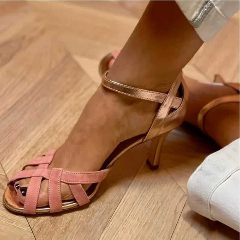 New Style Latin Dance Shoes Women Suede Soles Tango Dancing Shoes Cuban Heels Party High Heels Ballroom Dance Shoes Wholesale W250814