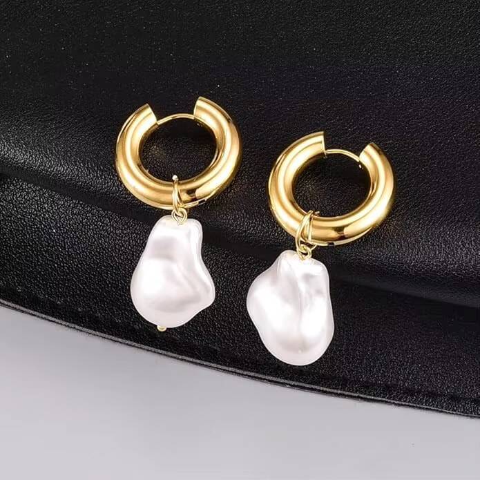 Delivery Product 2024 Baroque Pearl Fashion Stainless Steel Gold-Plated Jewelry Earrings