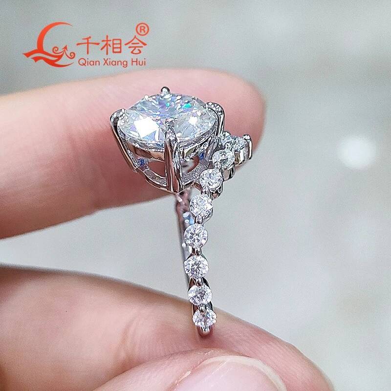 3ct 9mm round shape Irregular Sorting ring D vvs white moissanite S925 Sterling Silver Jewelry Engagement Ladies
