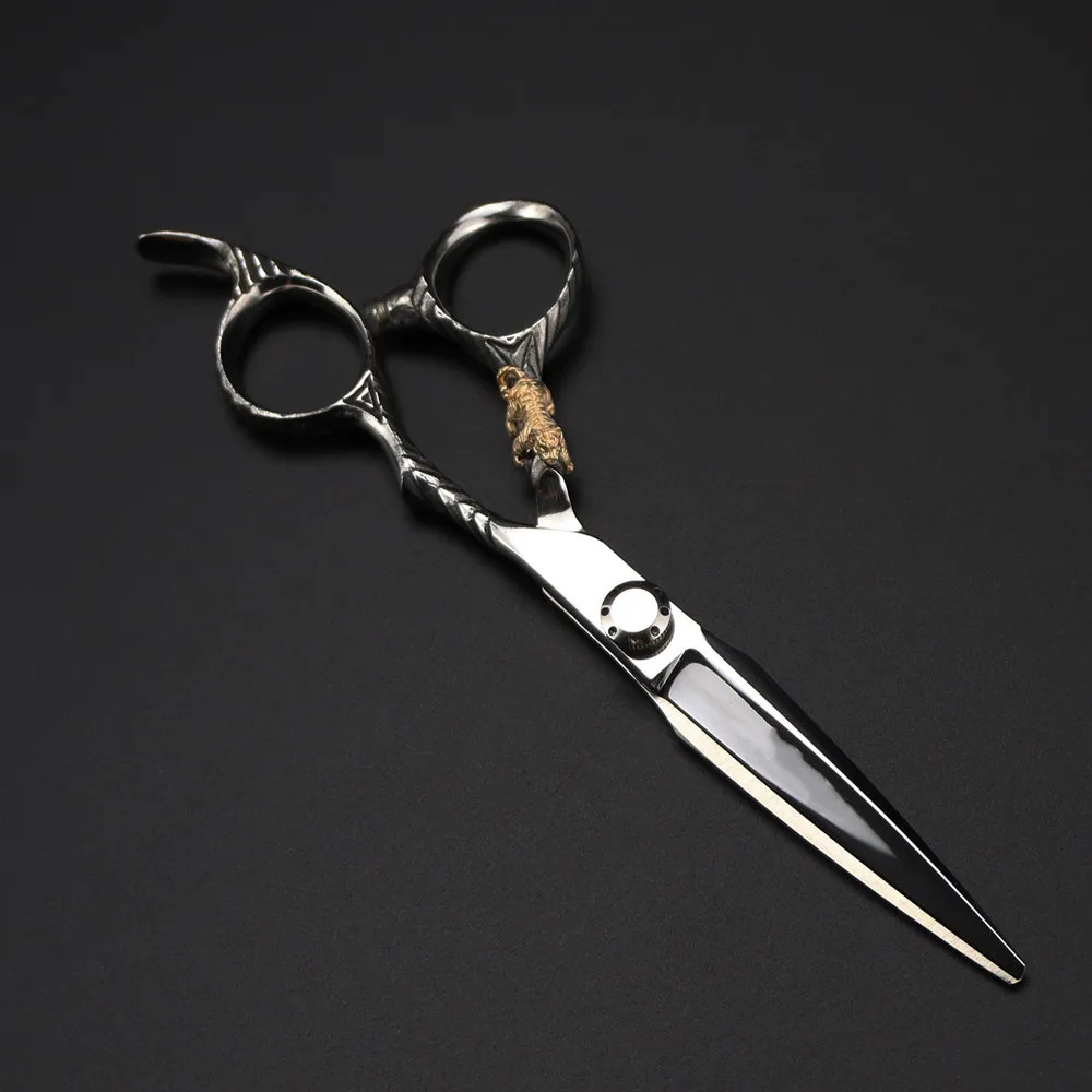 Customize Japan 440c 6 scissor Gold tiger cut hair scissors haircut thinning barber cutting shears hairdressing scissors 250812