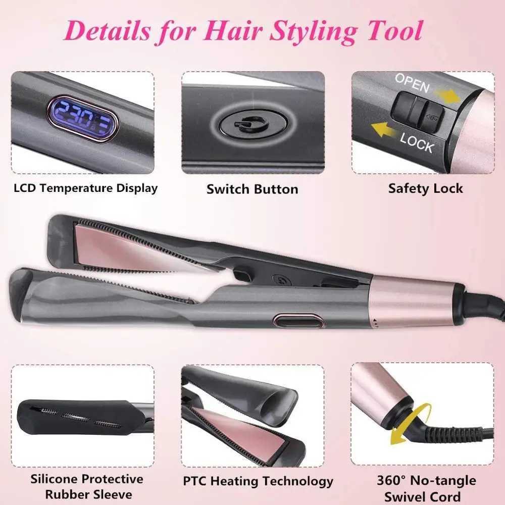 2 In 1 Twisted Hair Straightener Curler Iron Pro Professional Flat Iron 3D Concave And Convex Titanium Plate Ionic Straightener W250814