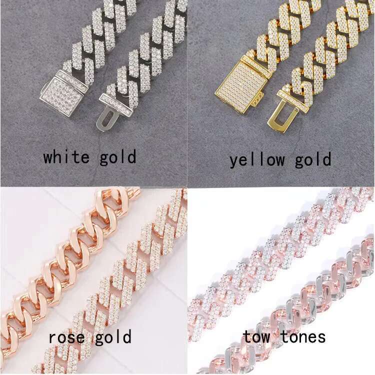 RTS 6-15mm VVS dia moissanite Necklace S Sier GRA Moissanite Cuban k chain fine jewelry necklaces