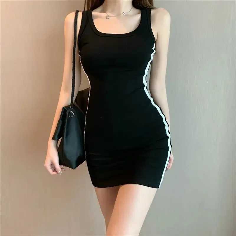 Summer Ladies Casual Bodycon Dresses Ladies Spaghetti Strap Sleeveless Sexy Stretch Slim Dress Sexy Hip Wrap Slip Dress XJ250814