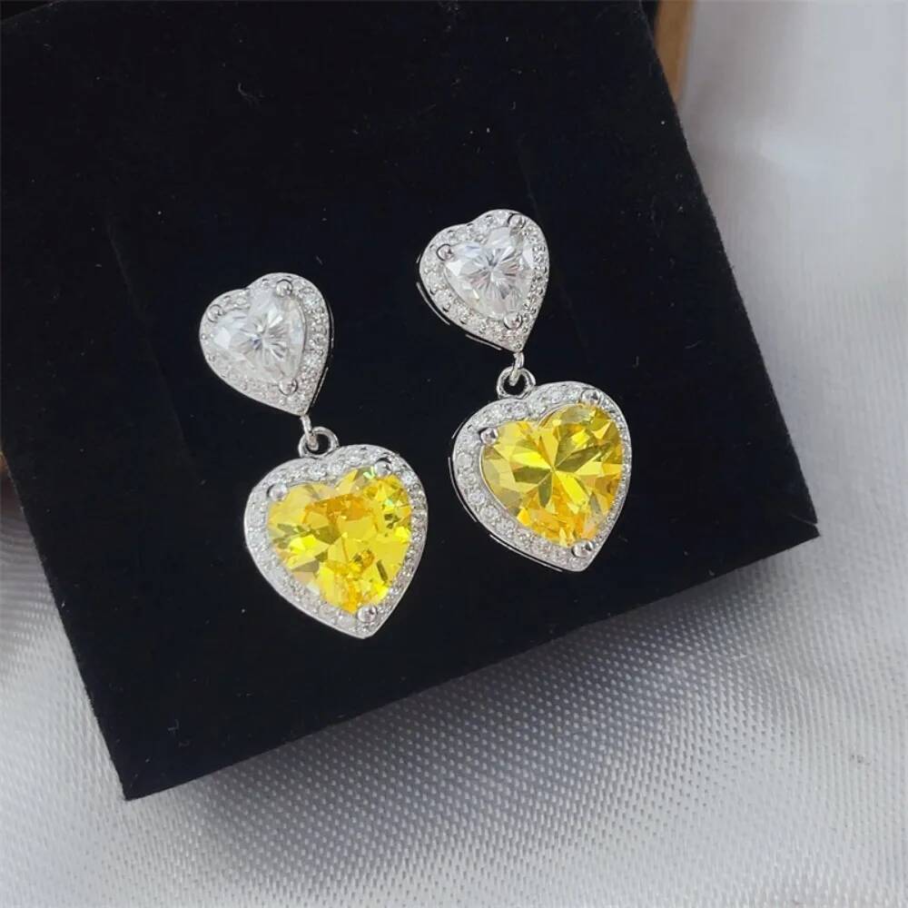 NKHOG 5CTTW Heart Shape Moissanite Drop Earrings Women 925 Silver Sparkling Diamond Wedding Ear Stud 18K Plated Fine Jewelry GRA