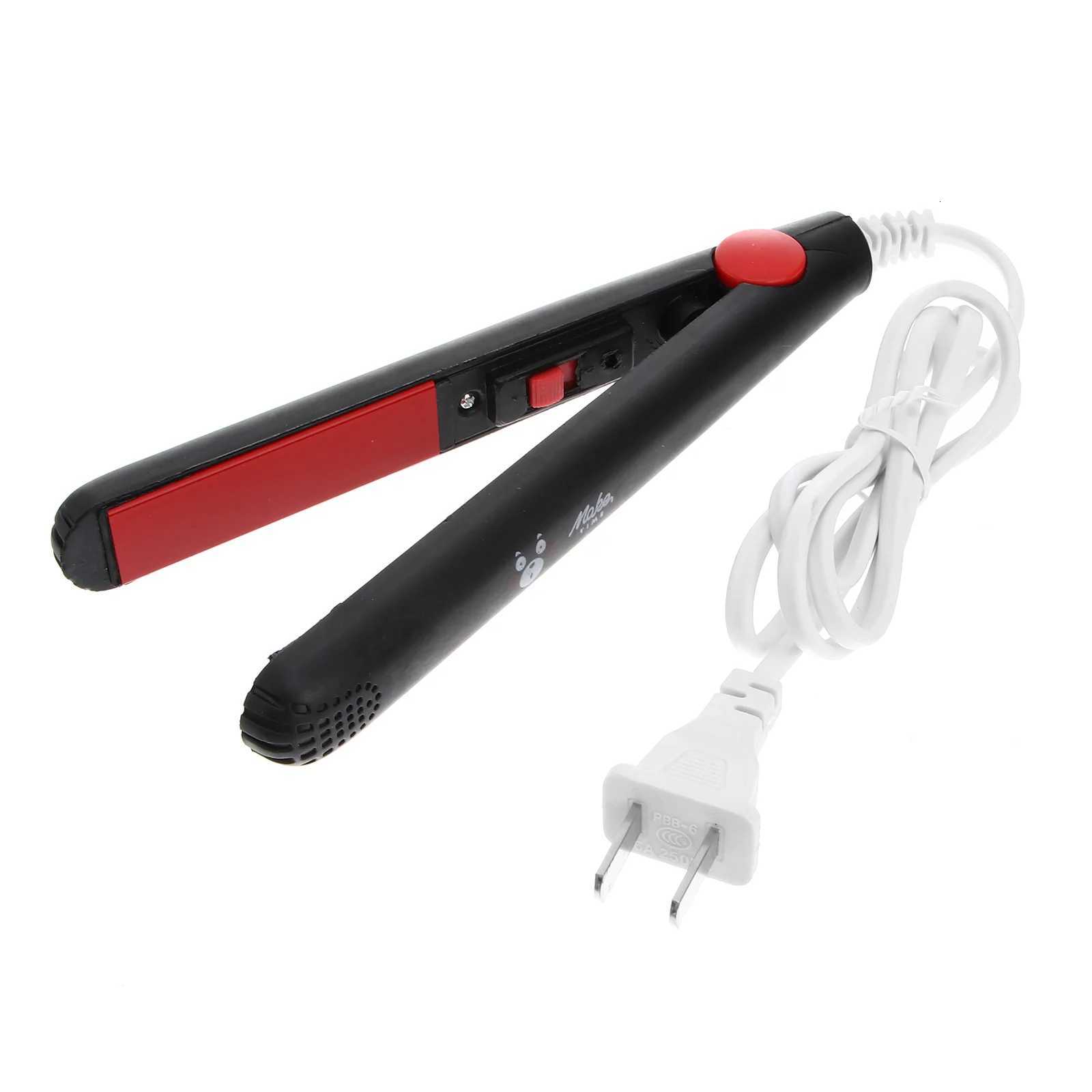Portable Electronic Hair Straightener Curler Travel Hair Crimper Mini Hair Crimping Styling Iron with Chinese Flat Plug (Black) W250814