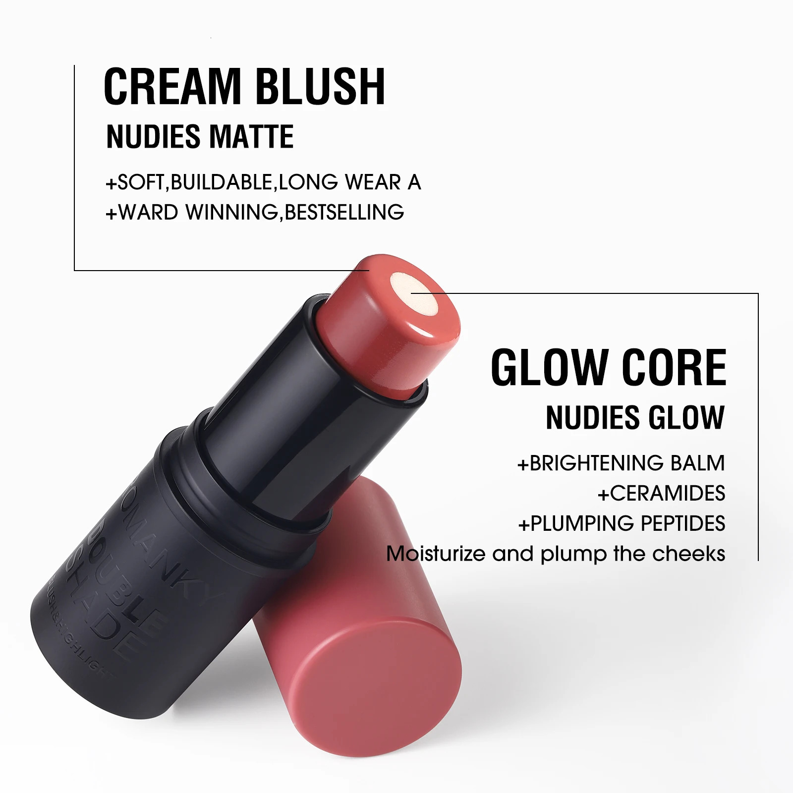 2in1 Solid Blush Stick Matte Luminous Core Multifunctional Blush Orange Face Long Lasting Natural 250813
