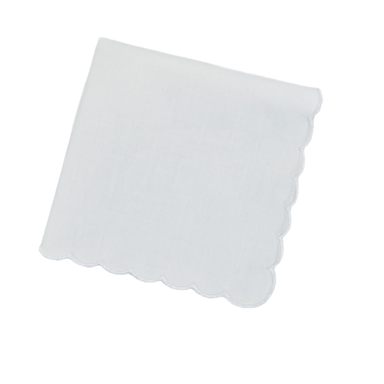Wedding season Christmas 28cm * 11in white pure cotton embroidered moon edge handkerchief combed cotton 5/10PCS