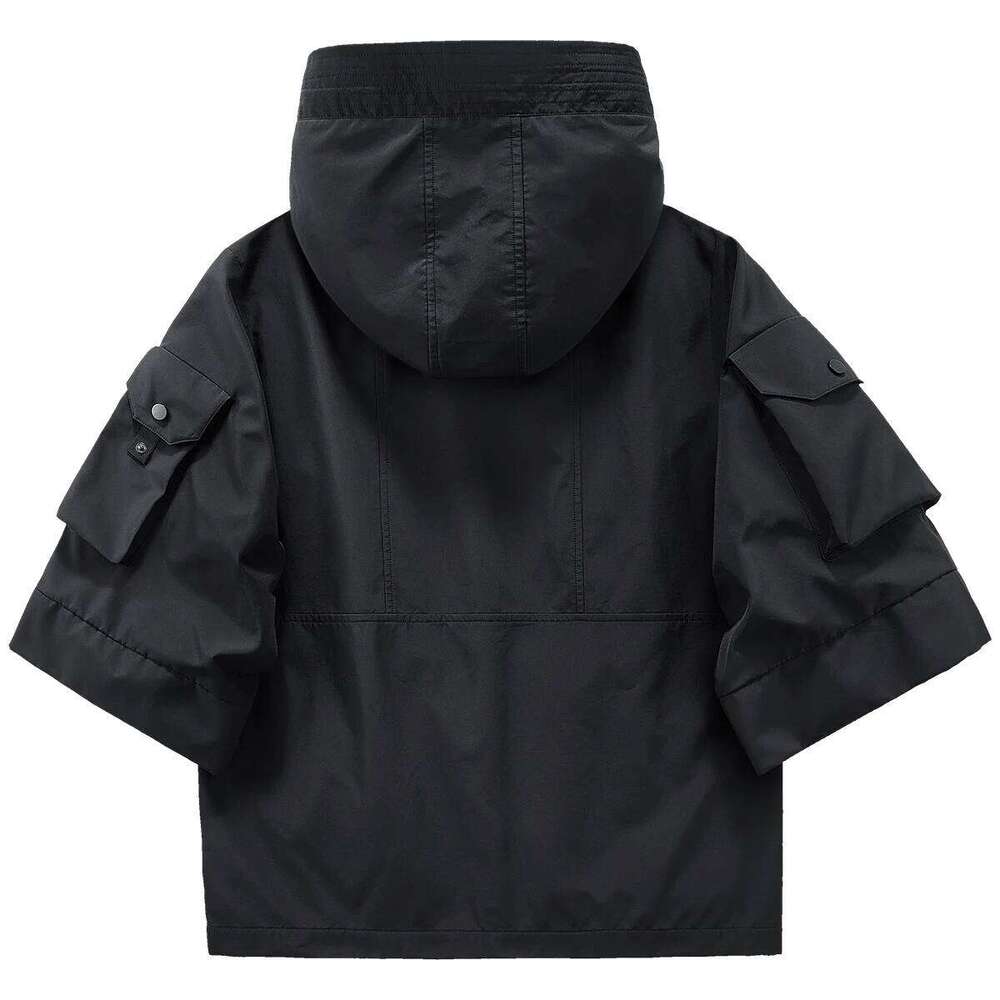 Designer Clothing 2025 Summer Tactical Jackets Men Half Sleeve Functional Multi Pockets Coats Hip Hop Japanese Style Male Streetwear Tops