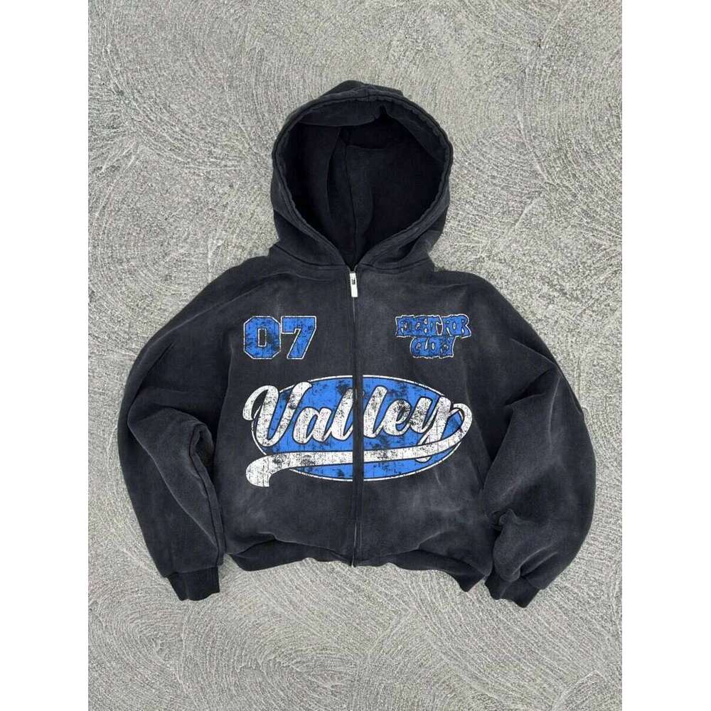 New Y2k Hip-Hop Europe United States Personality Pattern Printing Hoodie Men Fall Haruku Jacket Gothic Casual Zip Up Hoodies