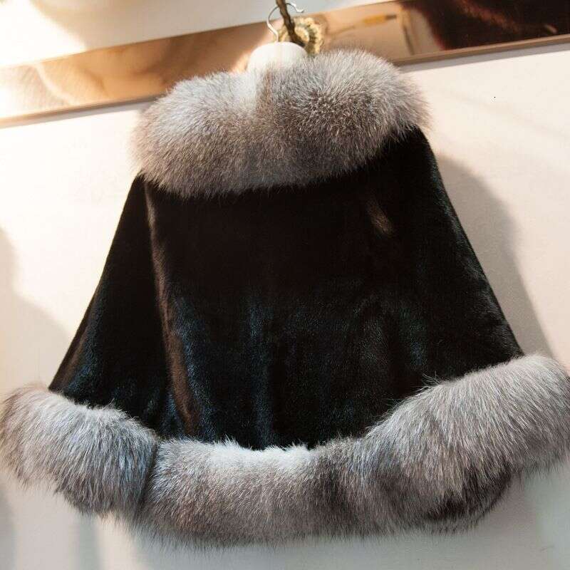 New autumn and winter fur coat, fox fur shawl, warm dress, cheongsam, fur cape coat for women