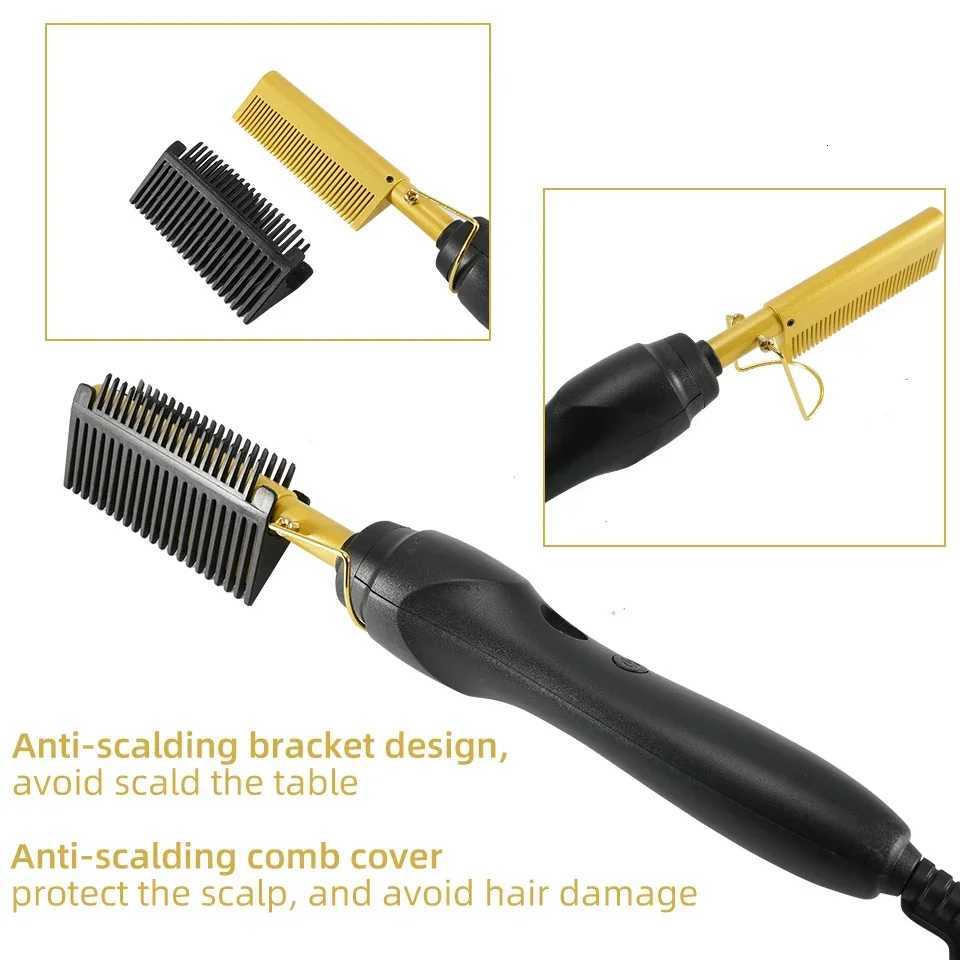 Hair Straightener Flat Irons Wet Dry Use Hot Comb Heating Hair Straight Styler Curling Iron Comb Fast Heating Press Comb W250814