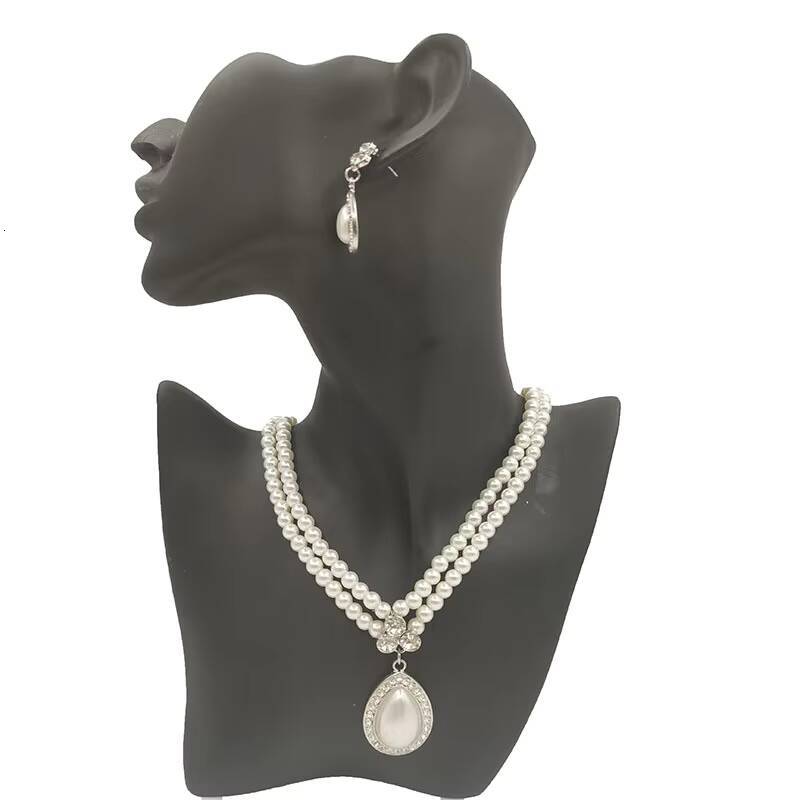 Water Drop Pearl Necklace Earrings Set Bridal Party Accessories Luxury