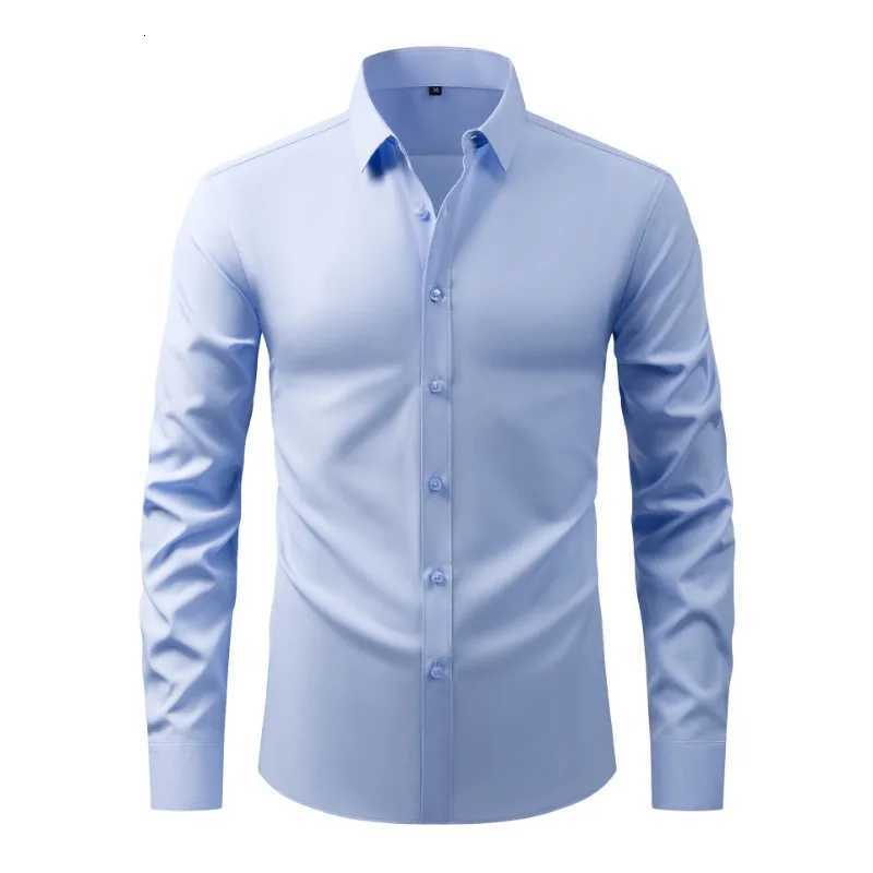 Business Casual Solid Color Shirts for Men Clothing Fashion Long Sleeve Comfortable Tops BlousesXJ250804