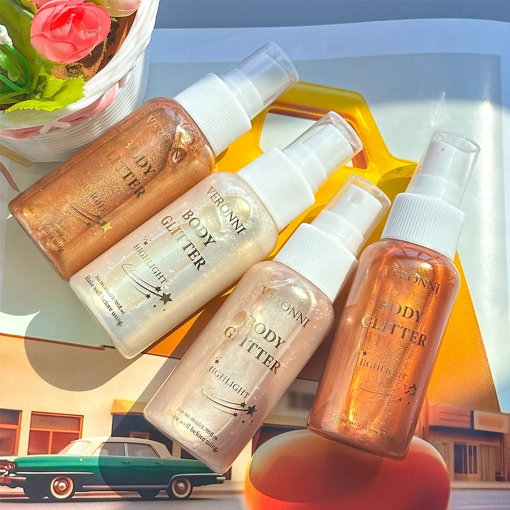 Liquid Shimmer Body Highlighter Oil MakeupGlitter Spray Oil LotionFull Body Face Glow-Up Liquid Lotion for All Skin Type 250813