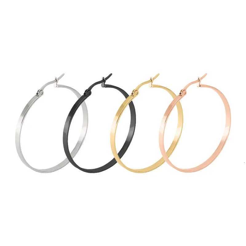 Stainless Steel Hoop Earrings For Women Big Round Circle Hoop Earring Pop Fashion Ear Piercing Jewelry Black/Silver Color XJ250814