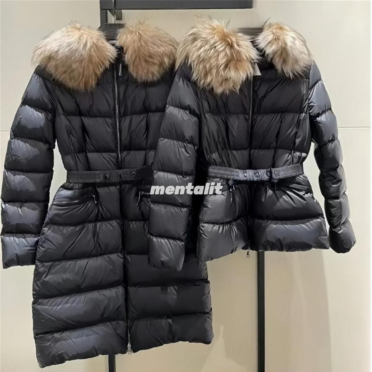 Luxury winter jacket womens FW22 designer puffer jacket fur coats real raccoon hair collar warm fashion parkas with belt lady coat outerwear down jackets