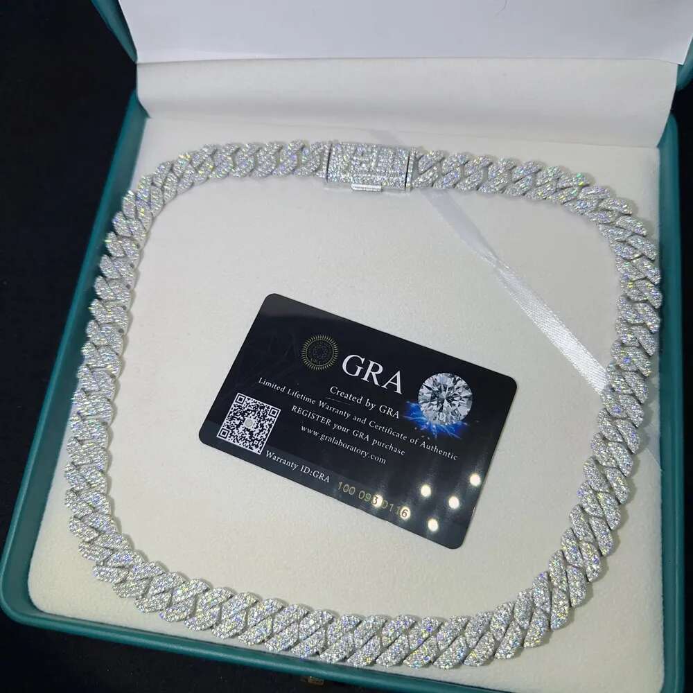 Pass Tester VVS Moissanite Lab Dia Sier Necklace and Hip Hop Iced Out Jewelry Cuban Link Chain