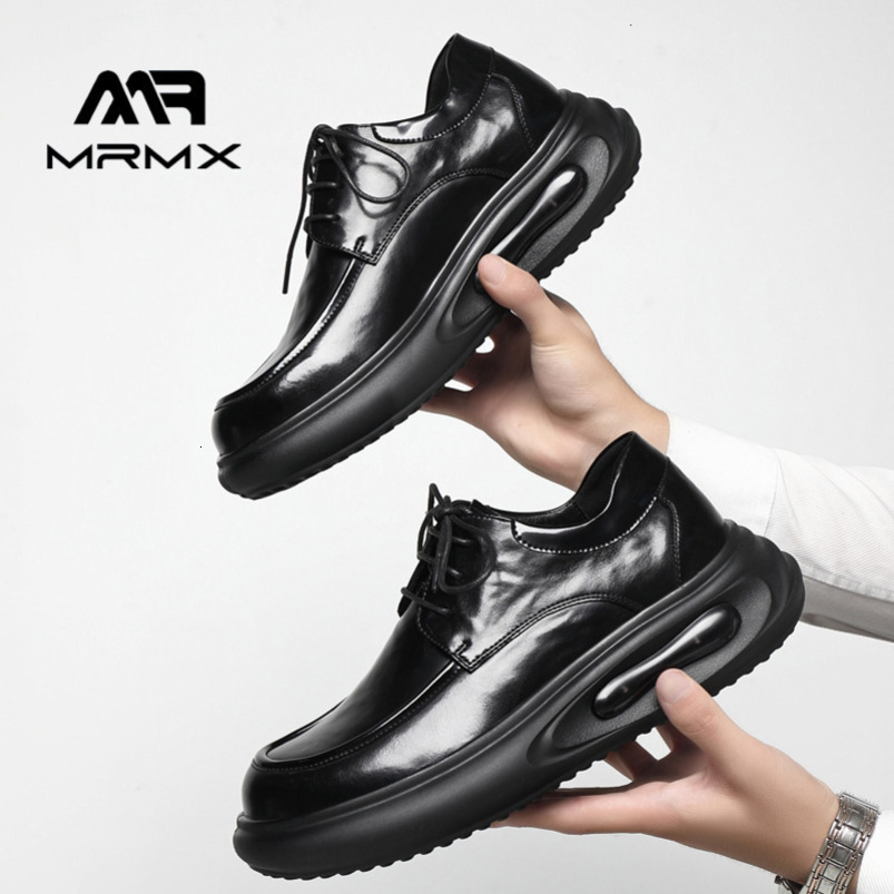 Business Casual Leather British Style Thick Sole Height Increasing Air Cushion Shock Absorption Slip-On Men's Wedding Groom Shoes