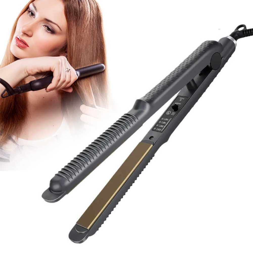 220V US/EU/UK Plug 2-in-1 Hair Straightener Curler Mini Flat Iron for Bangs Portable Wavy Curls Instant Heat Curl Ends Hair Tool W250814