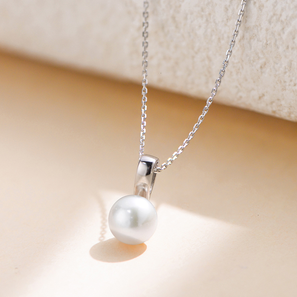 S Pure Natural Freshwater Pearl Pendant Necklace for Women, Light Ins Style, Niche Elegant Clavicle Chain Sier Jewelry Jewelry for Women