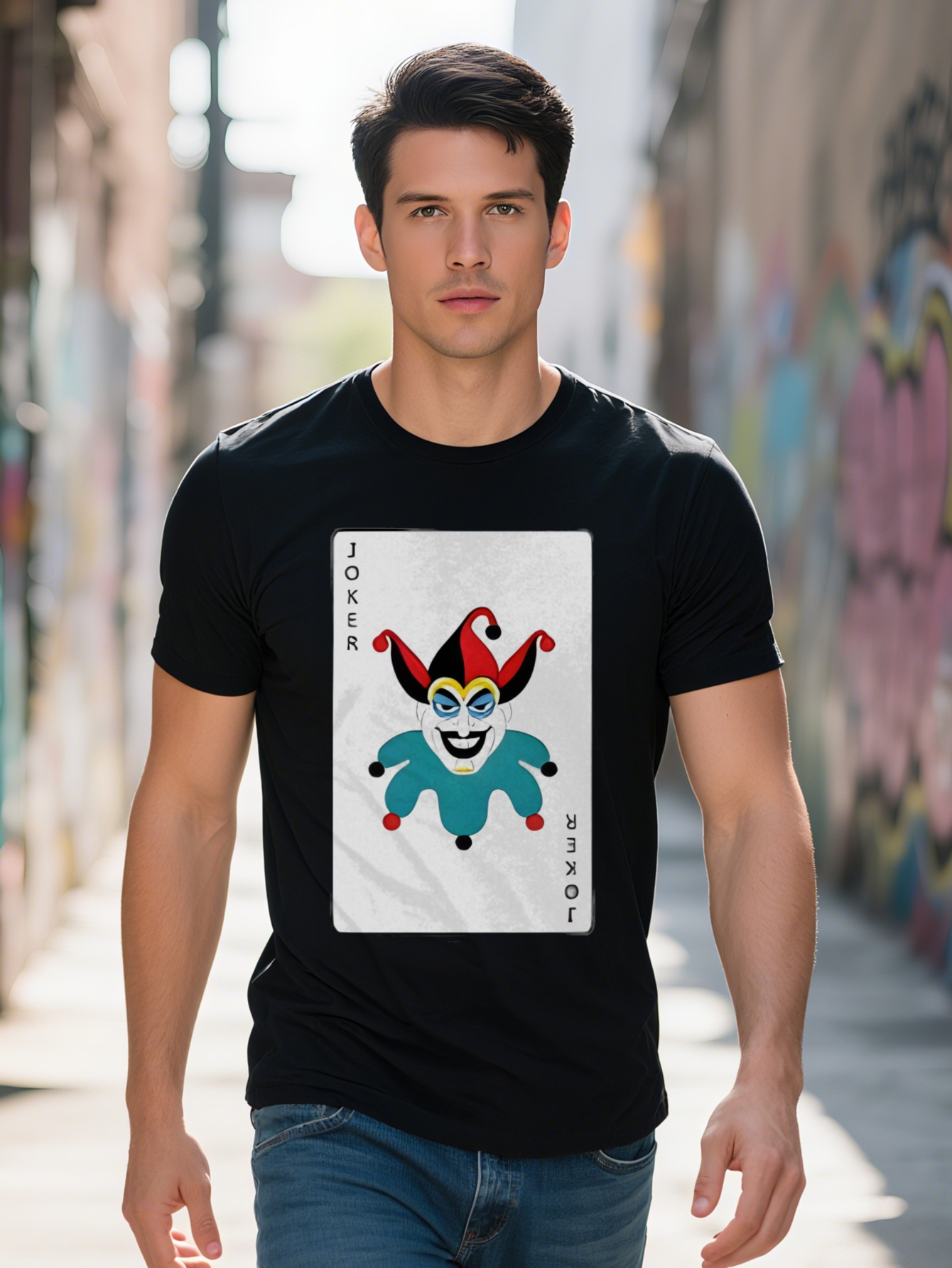 Men S Casual Crew Neck T-Shirt with Print Black Hat Green Red Decorations Perfect for Summer Everyday Tshirt