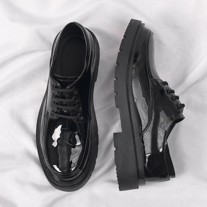 Men's Leather Korean Trendy Versatile Thick Sole British Style Groom Formal Shoes 6265-H