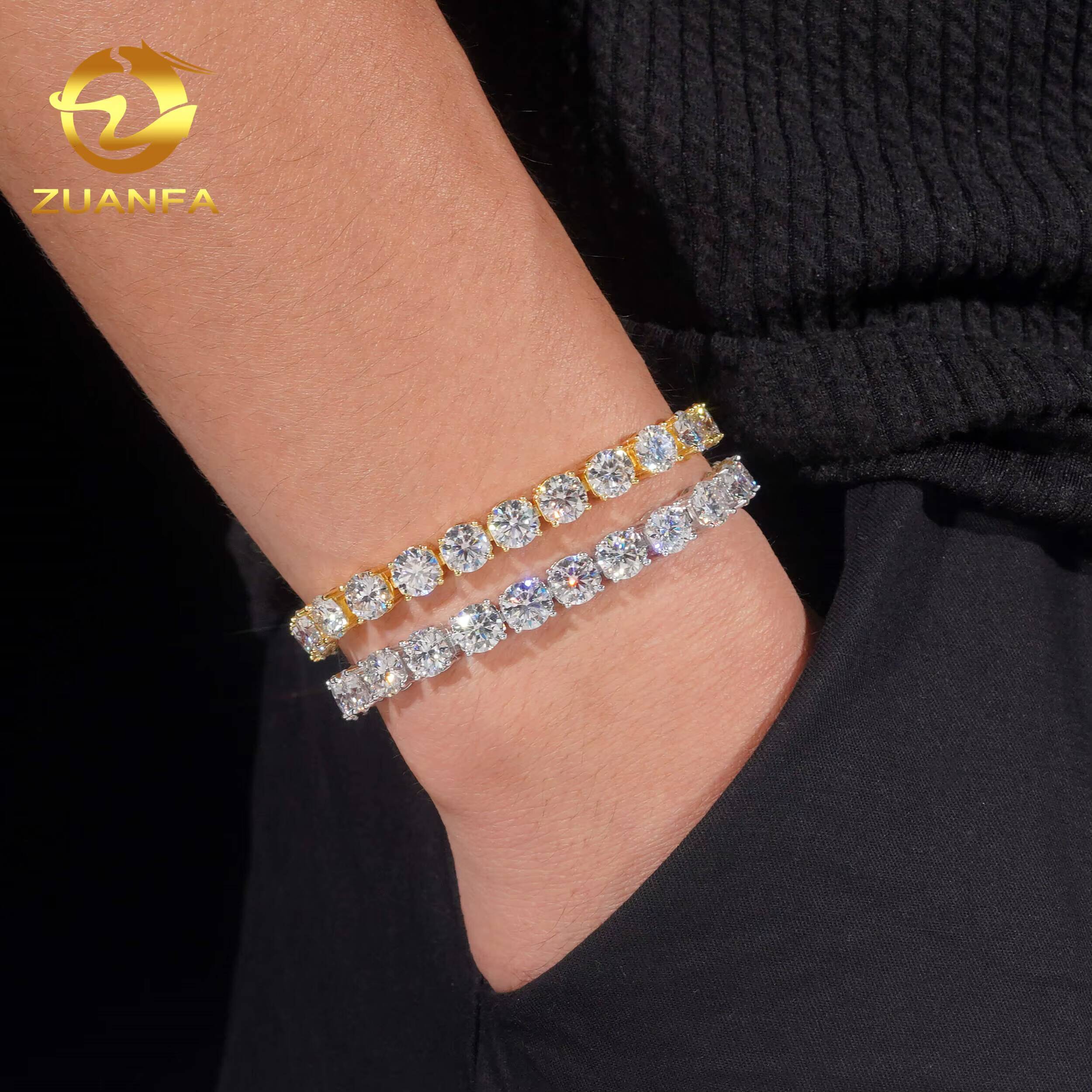 USA Stocks 6.5mm D Color VVS Moissanite Tennis Chain Necklace Sterling Sier Iced Out Hip Hop Jewelry