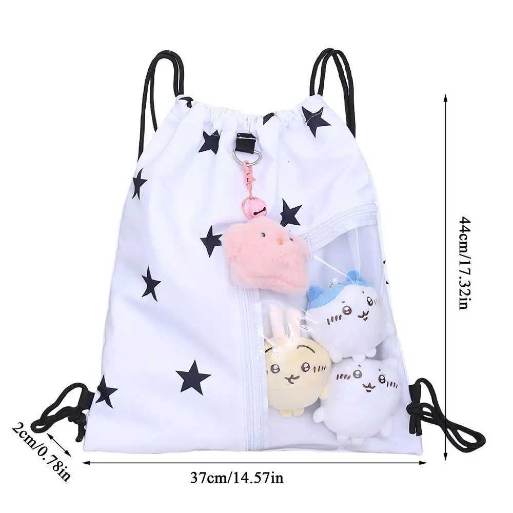 Korean Fashion Student Canvas Bag Y2K Star Print Drawstring Backpack Girls Lightweight Pain-Free Bag Large Capacity Shoulder Bag XJ250814