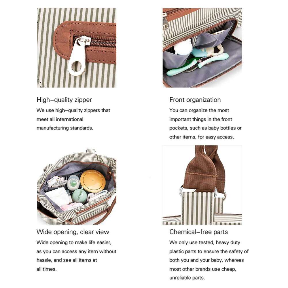 7pcs Nappy Set,Multifunction Mummy Tote Baby Changing Shoulder Handbag Travel Diaper Bag