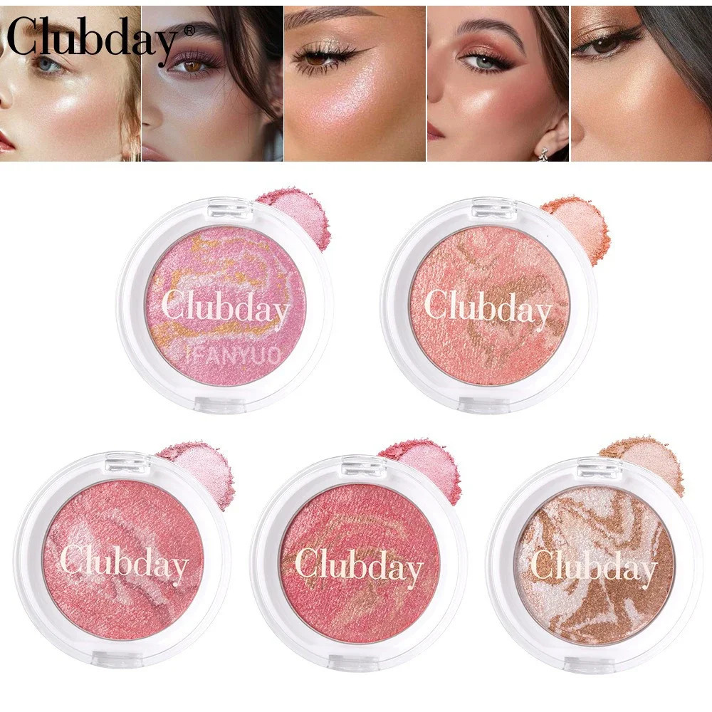 Marble Blush Palette Pearlescent Baked Blush Powder Cheek Tint Blusher Contour Highlighter Face Shadow Shimmer Rouge 250813