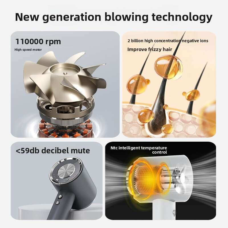 Leafless High-Speed Household Blow Negative-Ion Strong Wind Brushless Hair Dryer Salon Special