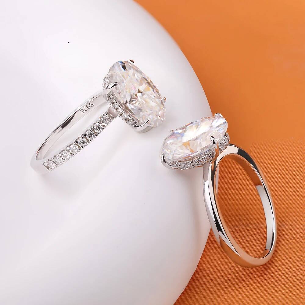 NKHOG 4.5CT Oval Moissanite Rings Women 925 Sterling Silver Engagement Wedding Diamond Band Fine Jewelry GRA Certified Wholesale