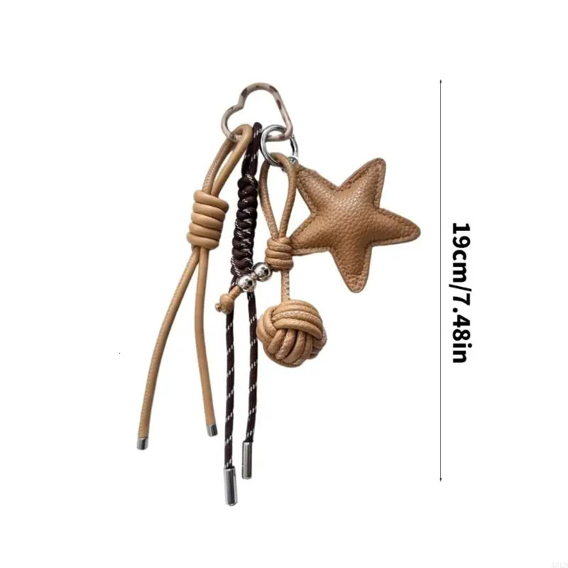 PU Leather Star and Ball Pendant Love Heart Ring Keychain Women Bag Decoration Backpace Accessories for Daily Use or Party Gifts 250811