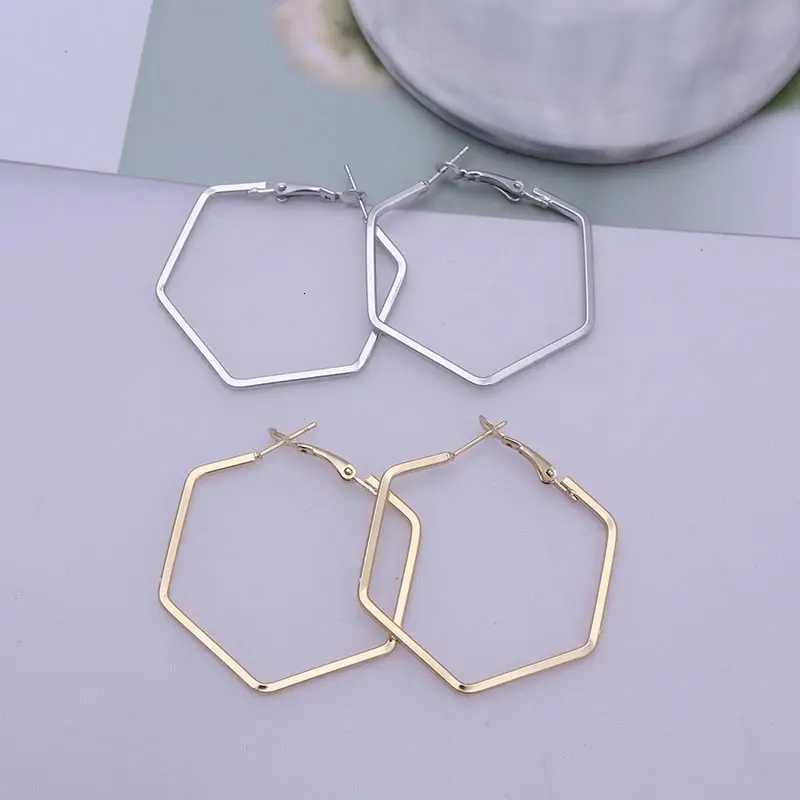 Big Hoop Earrings For Women Brincos Gold Silver Color Statement Jewelry Trend Big Circle Hexagon Geometric Earrings EB379XJ250814
