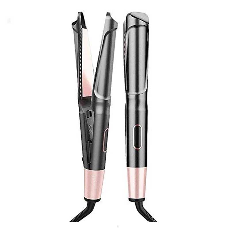 2-in-1 Twisted Flat Iron Hair Straightening and Curling Iron LCD Ceramic Hair Curler and Straightener Magic Hair Curler W250814
