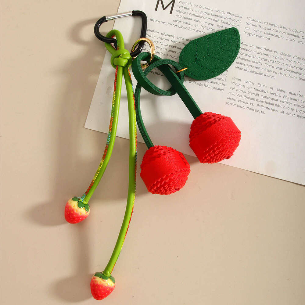 Bag Charms PU Cherry Women Ball Keychain Fashion Cute Strawberry Bag Pendant Decoration