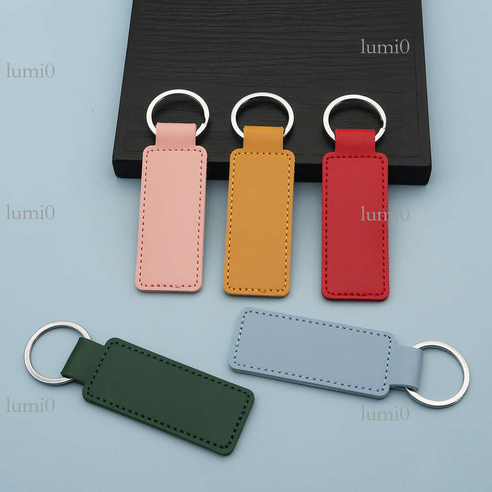 PU Leather Keychain Pendant Double-Sided Stitching Customizable Zinc Alloy Key Ring Ornament