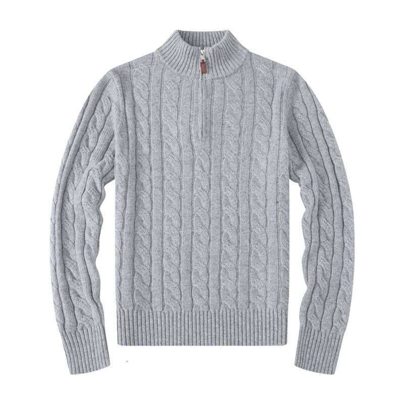 Men's Clothing Autumn And Winter Stand Collar Pony Twist Knitted Sweater Casual Cotton Thick Warm Rl Pullover