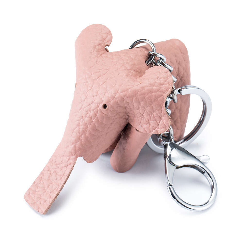 Genuine Leather Creative Little Elephant Keychain Animal Car Key Pendant Top Layer Cowhide Bag Cute Doll Hanging Ornament Adorable