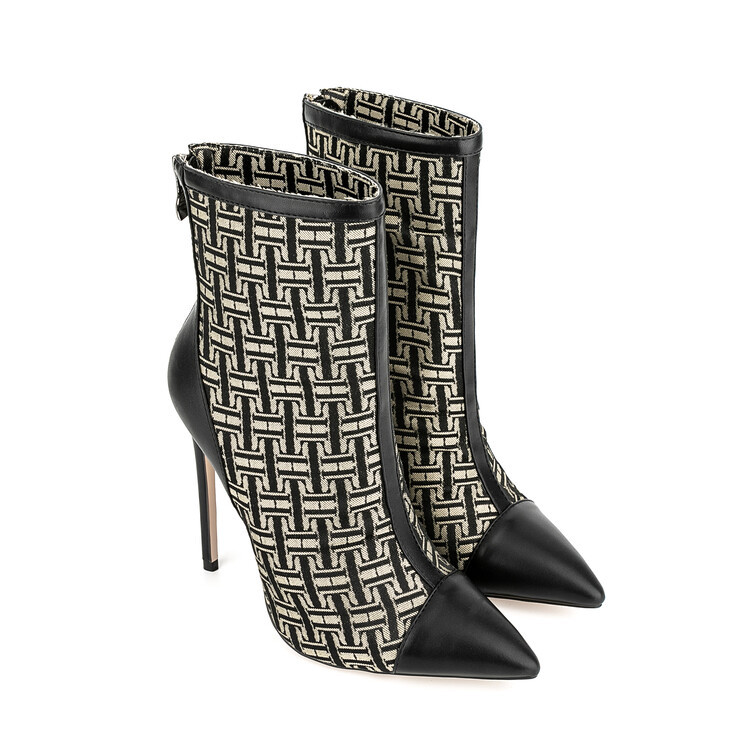 Chengdu Artisan Women's Stiletto Mesh Boots Pointed Toe 8cm/10cm/12cm Ultra-High Heel Breathable Ankle Boots with Rear Zipper