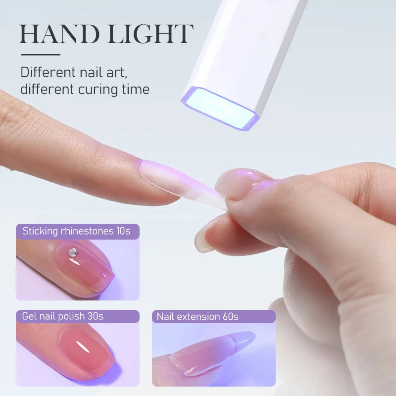 Handheld UV Light for Gel Nails Mini Nail Light Portable LED Nail Lamp Cordless Rechargeable USB Nail Dryer 1Pc 250814