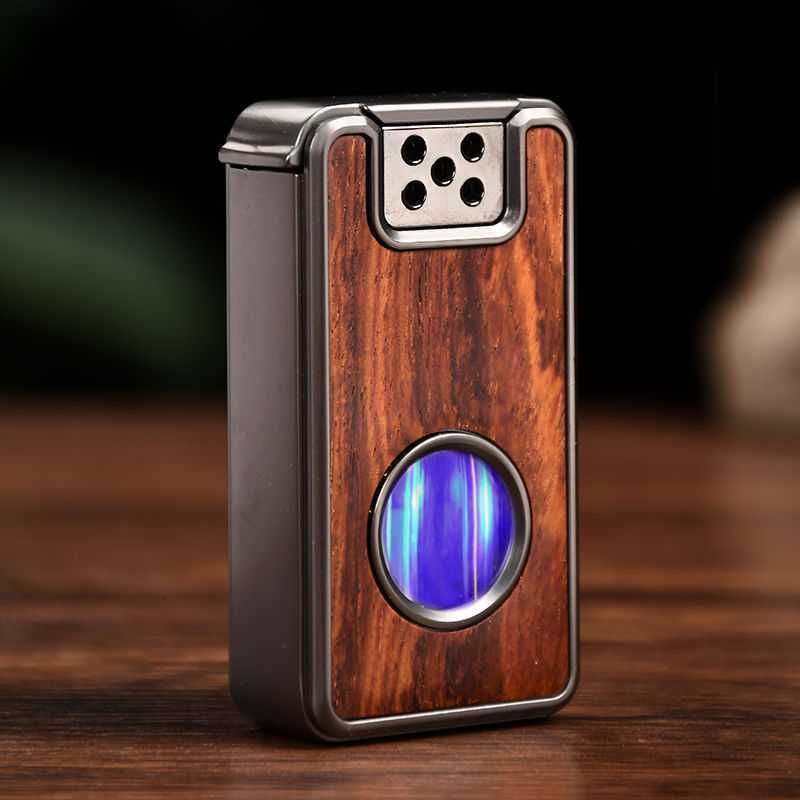Windproof Dual-Flame Refillable Butane Torch Lighter with Adjustable Jet Wood Grain Design Cigarette Accessory Man Dad giftT250301